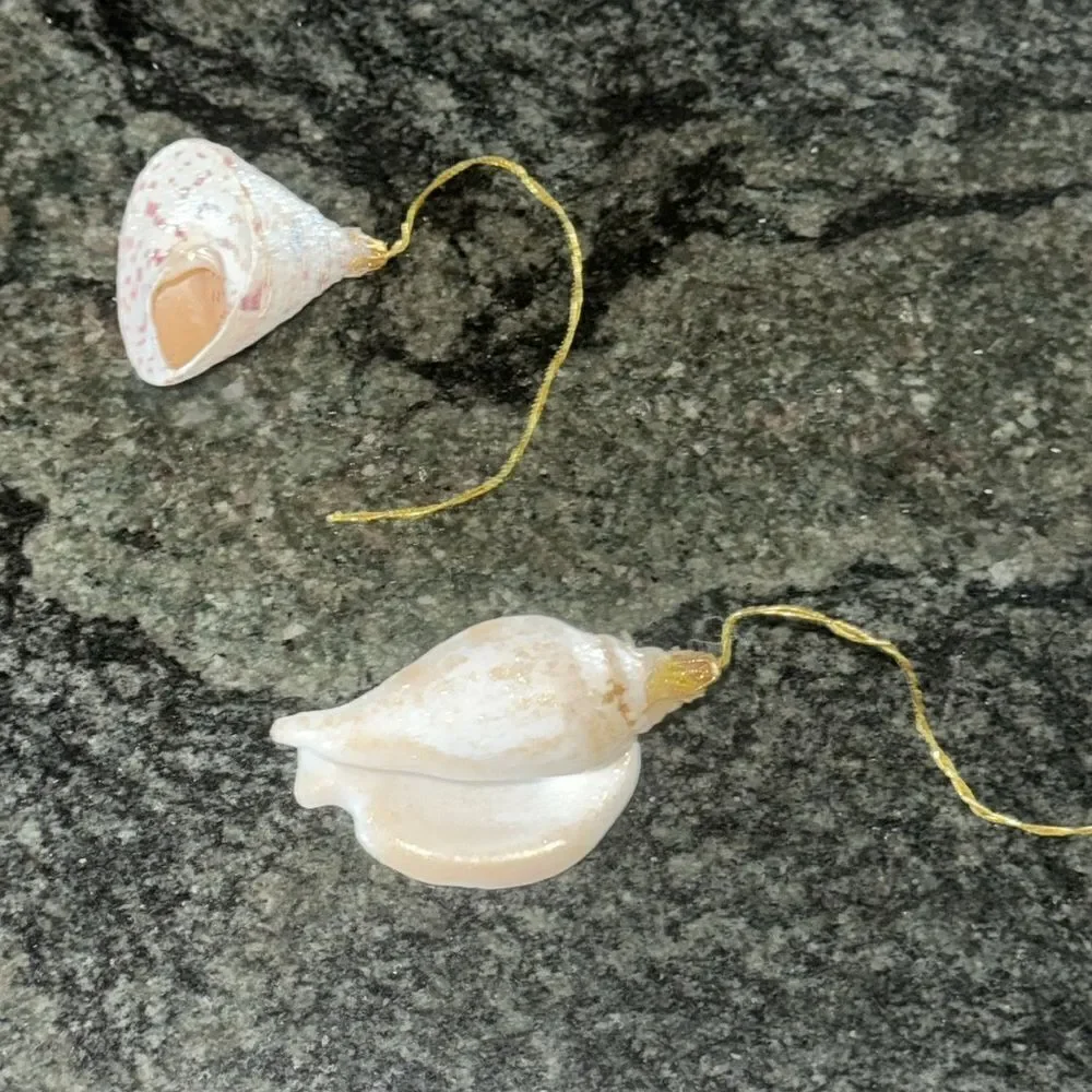 seashell sparkly ornaments  set of 2